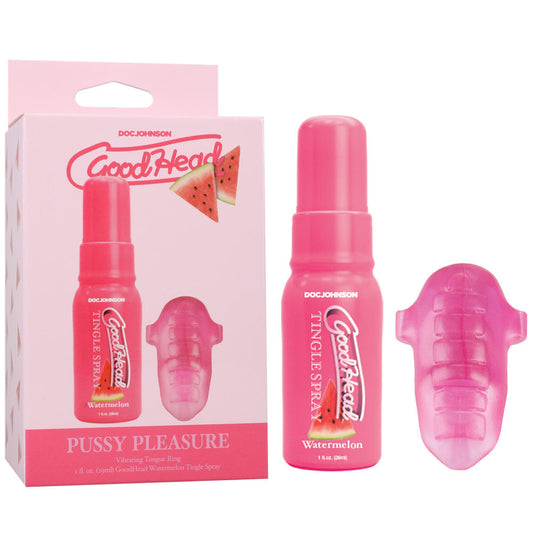 GoodHead Pussy Pleasure Party Kit - Watermelon GoodHead Tingle Spray and Vibrating Tongue Ring Doc Johnson