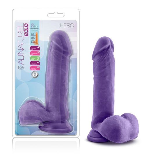 Au Naturel Bold Hero 8in Dildo Purple Au Naturel