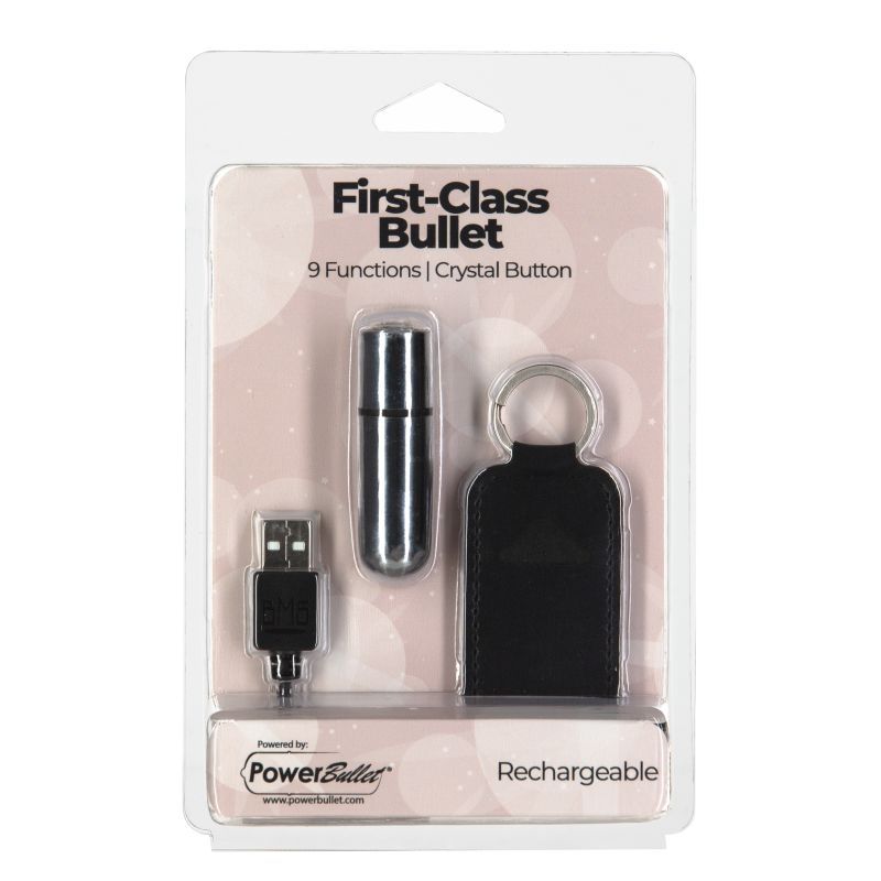 Power Bullet First Class 6cm Rechargeable w Crystal Silver PowerBullet