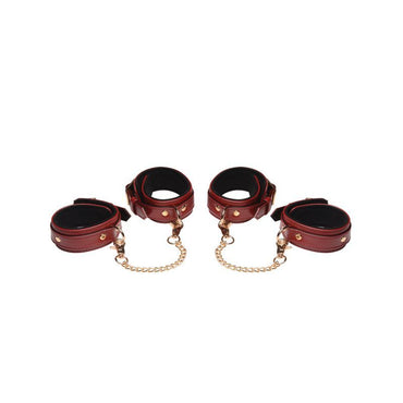 6 Pc PU Leather Bondage Set Burgundy Master Series