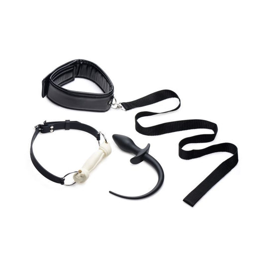 Puppy Play Set incl Gag, Plug and Collar Black Tailz