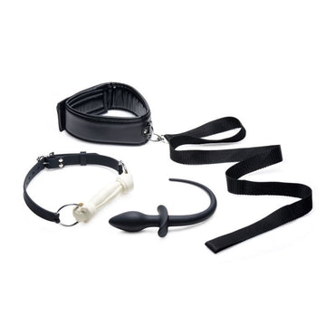 Puppy Play Set incl Gag, Plug and Collar Black Tailz