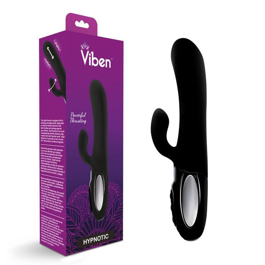 Viben Hypnotic Thrusting Rabbit Vibe w Swinging Clit Stim Black Viben