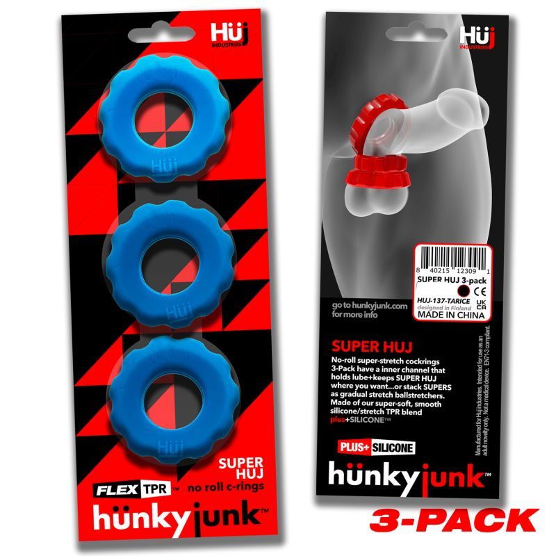 Super Hunkyjunk 3 Pc Cockrings Teal Ice Hunkyjunk