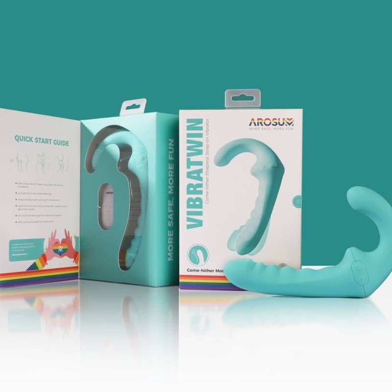 VibraTwin Rechargeable Come Hither Strapless Strap On with Remote Arosum