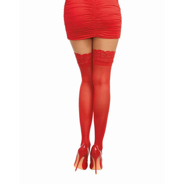 Dreamgirl Lace Top Thigh High Stockings Red Dreamgirl