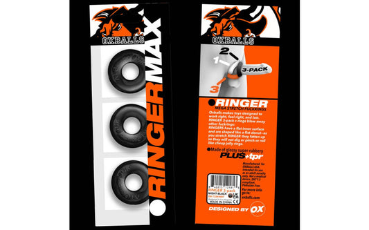 Ringer Max 3 Pc Cockring Set Black - ClubX