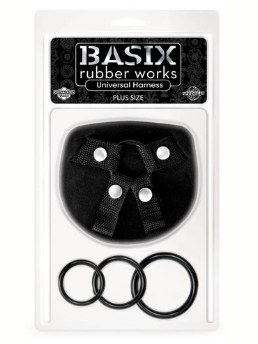 Basix Rubber Works Universal Harness - Plus Size - Black Plus-Size Strap-On Harness (No Probe Included) Pipedreams