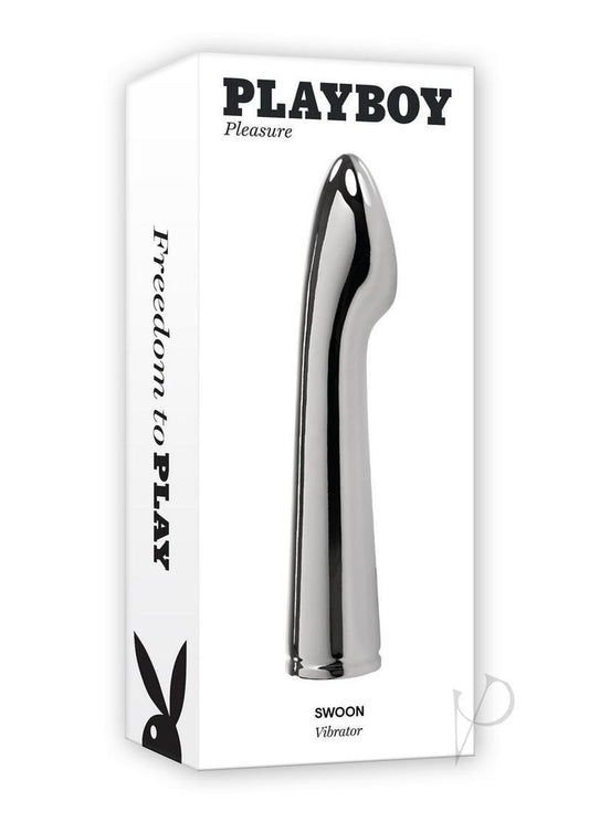 Playboy Pleasure Swoon Rechargeable Vibrator - Silver - ClubX