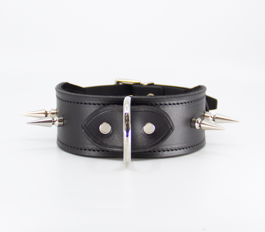 COL005 Spiked Leather Collar - Club X