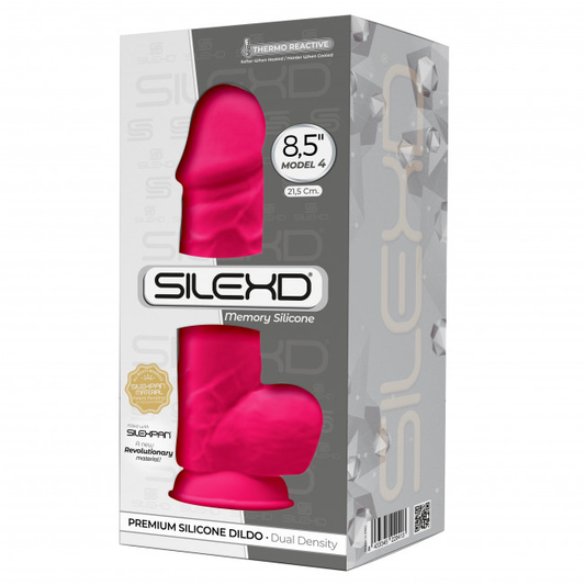 Silexd – Model 4 Dual Density 8.5″ Silicone Dong with Balls (Hot Pink) - Club X