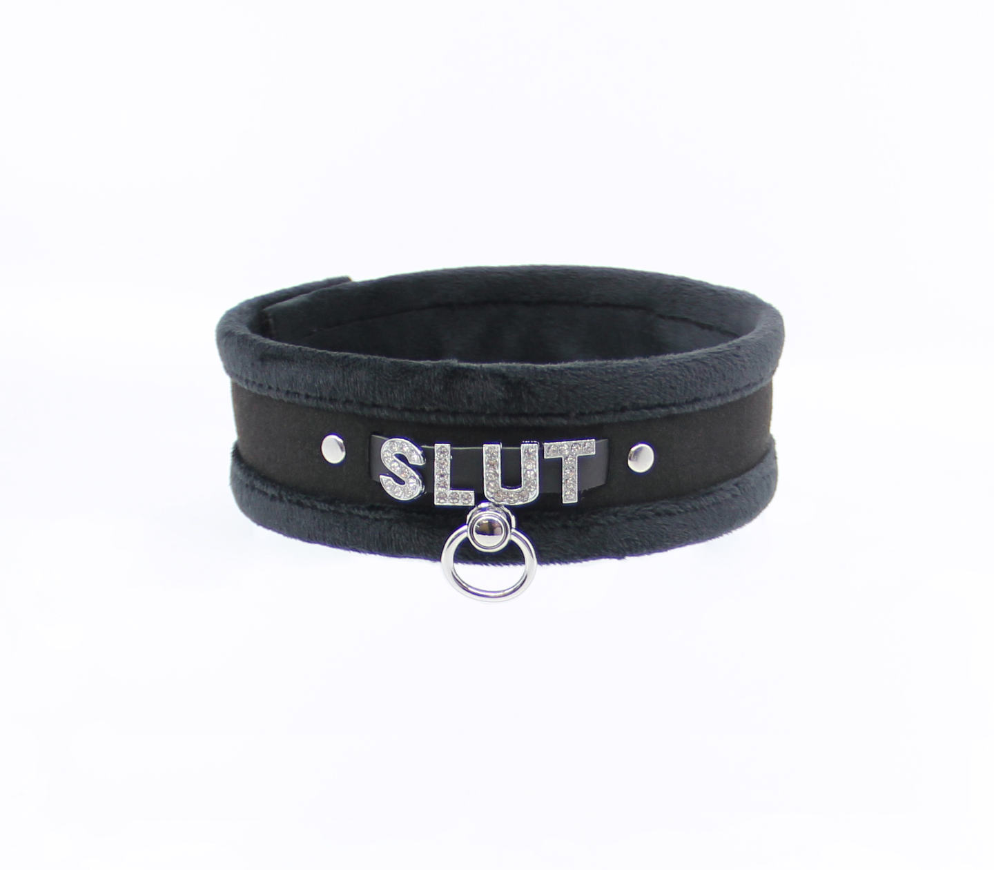 Col016C Diamanté Word Collar Slut Black - Club X