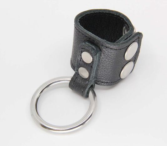 Rin005 Cock Ring W/ Leather Adjustable Quick Release Ball Stretcher - Club X