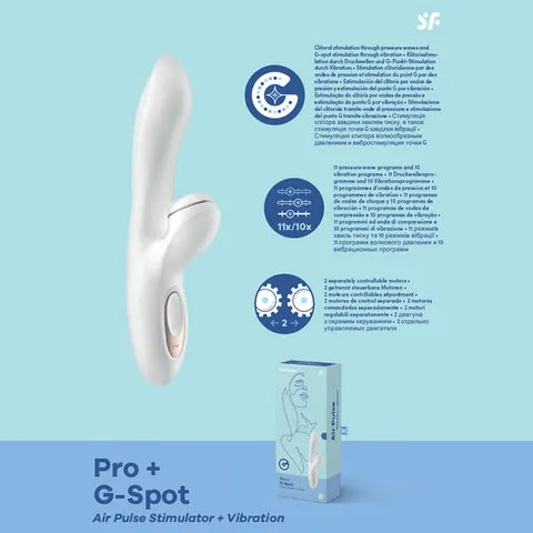 Satisfyer Pro + G-Spot Rabbit Vibrator w/ Touch-Free Clitoral Stimulator - Club X