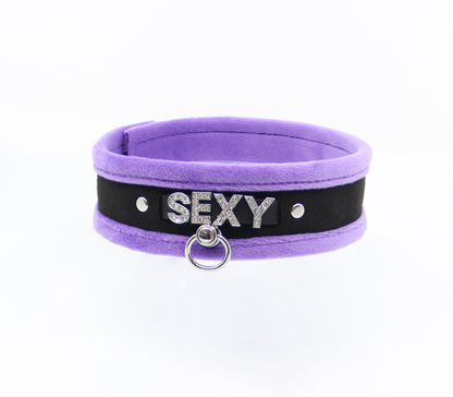 Col016A Diamanté Word Collar Sexy Purple - Club X
