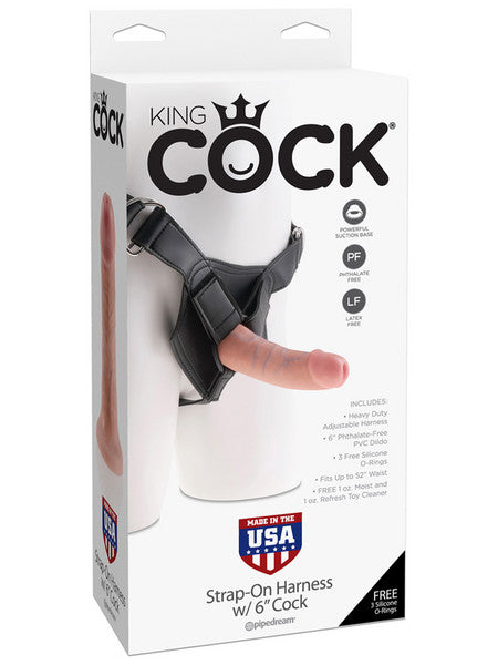 King Cock Strap-On Harness W/ 6 Inches Cock Flesh  - Club X