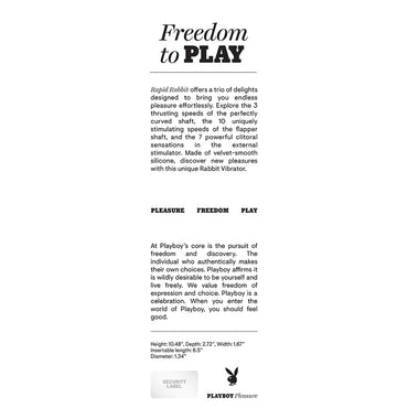 Playboy Pleasure Rapid Rabbit Vibrator - Club X