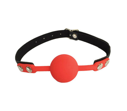 Gag006 Faux Leather Gag With Silicone Ball Red - Club X