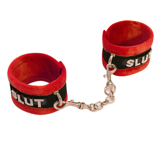 Fluffy Slut Wrist Restraints Red - Club X