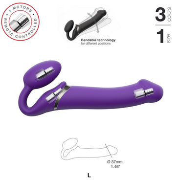 Strap-on-me Vibrating Bendable Strap-on - Size L, Purple - Club X