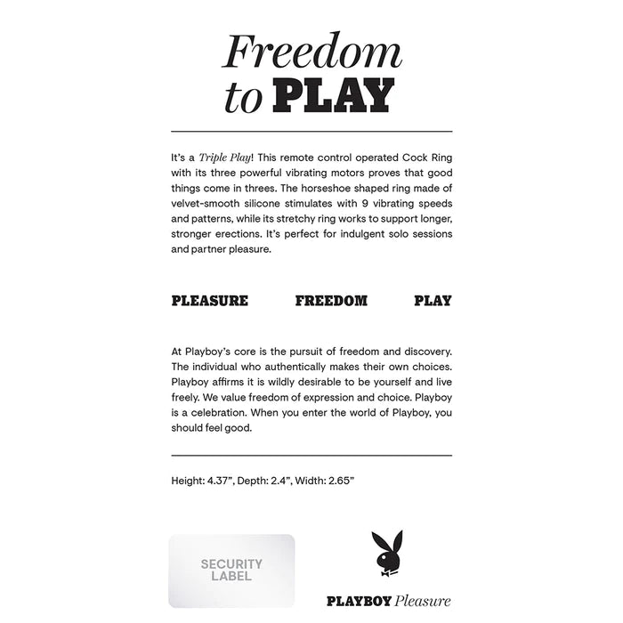 Playboy Pleasure Triple Play Cock Ring - Club X