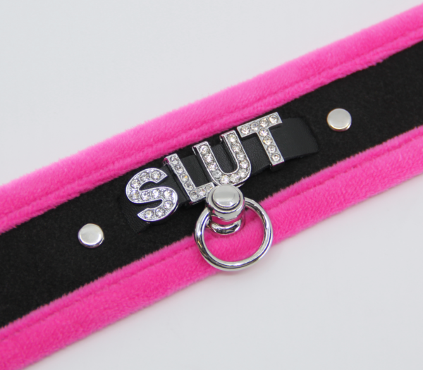 Col016C Diamanté Word Collar Slut  - Club X