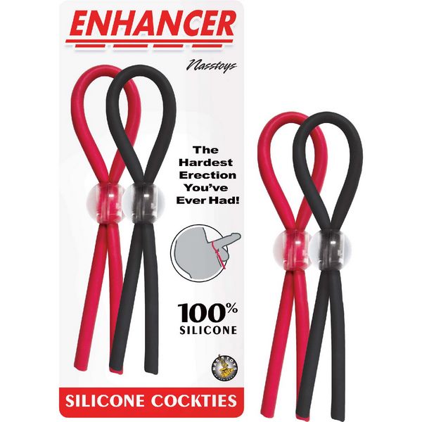 ENHANCER Silicone Cockties - Red and Black Nasstoys