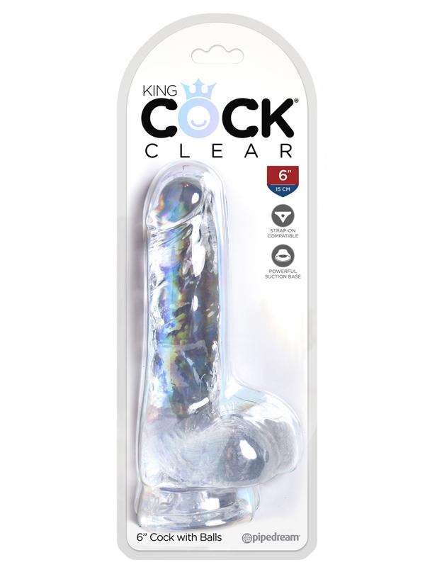 King Cock Clear 6'' Cock with Balls Pipedreams