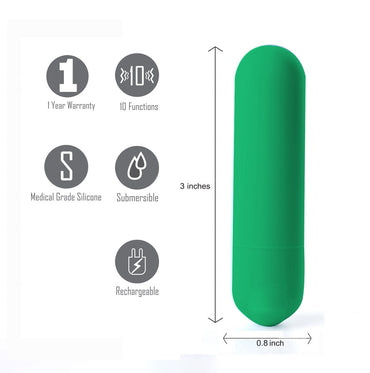 Maia Jessi - Emerald Green 7.6 cm USB Rechargeable Bullet Maia Toys