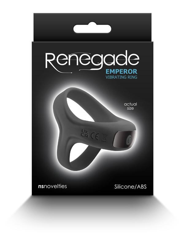 Renegade Emperor - Black - Black USB Rechargeable Vibrating Cock & Ball Rings NS Novelties