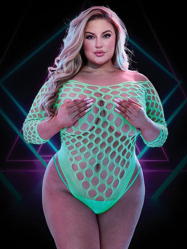Lapdance Glow In The Dark Large Fishnet Teddy Q Lapdance Lingerie