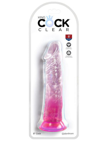 King Cock Clear 8'' Cock - Pink - Pink 20.3 cm Dong Pipedream