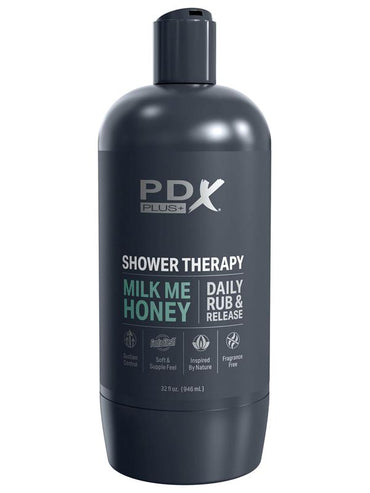 PDX Plus Shower Therapy - Milk Me Honey - Flesh - Flesh Discreet Vagina Stroker with Suction Base Pipedream