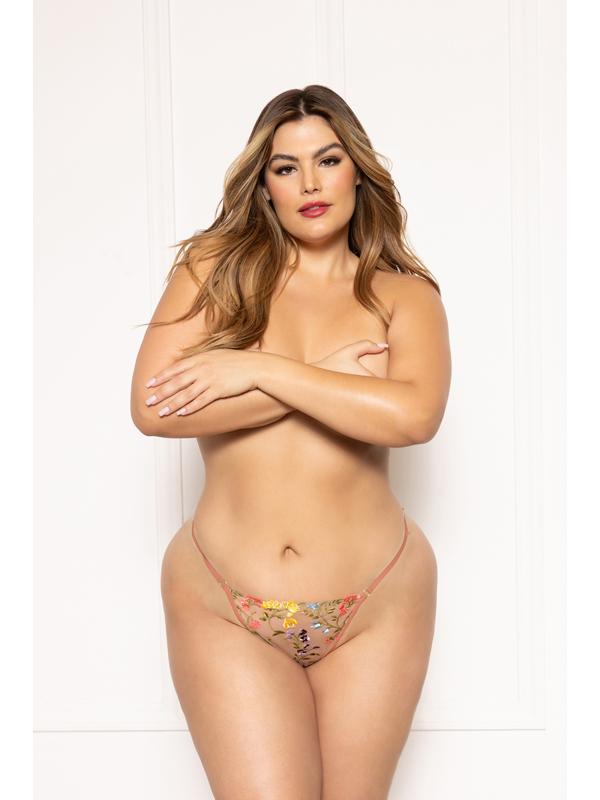 Embroidered G-String With Delicate Gold Chain Back Detail STM-11652X-MULTI-X/2X (H) Seven Til Midnight