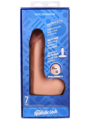 The Realistic Cock - With Removable Vac-U-Lock Suction Cup - ULTRASKYN - 7 Inch (with balls) Vanilla Vac U Lock