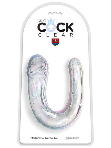 King Cock Clear Medium Double Trouble - Clear Medium Double Penetration Dong Pipedream