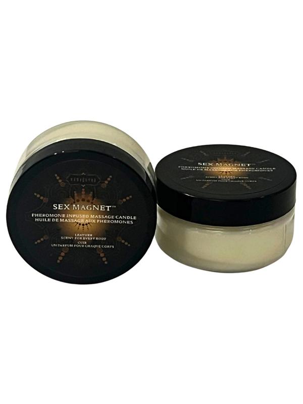 LEATHER Sex Magnet Pheromone 1.7 oz Massage Candle