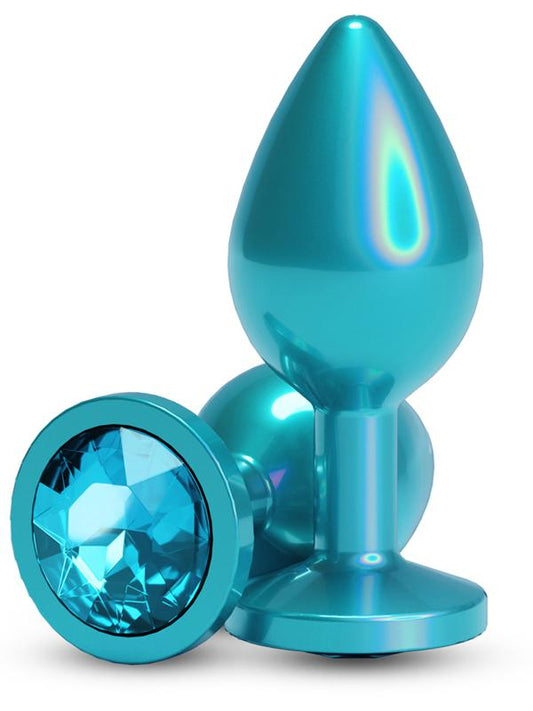Rear Assets Iridescent Teal Medium anal plug - ClubX Australia