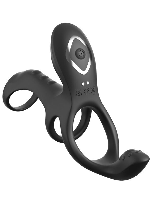 Fantasy C-Ringz Ultimate Couples Cage Max - Black USB Rechargeable Vibrating Cock Ring Cage Pipedream