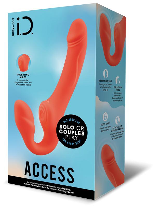 Bodywand ID Access Strapless Strap-On - Orange 15.2 cm USB Rechargeable Strapless Strap-On Bodywand