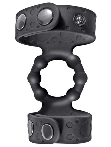 Magic Beaded Cock Ring and Adjustable Ball Straps-Black Nasstoys