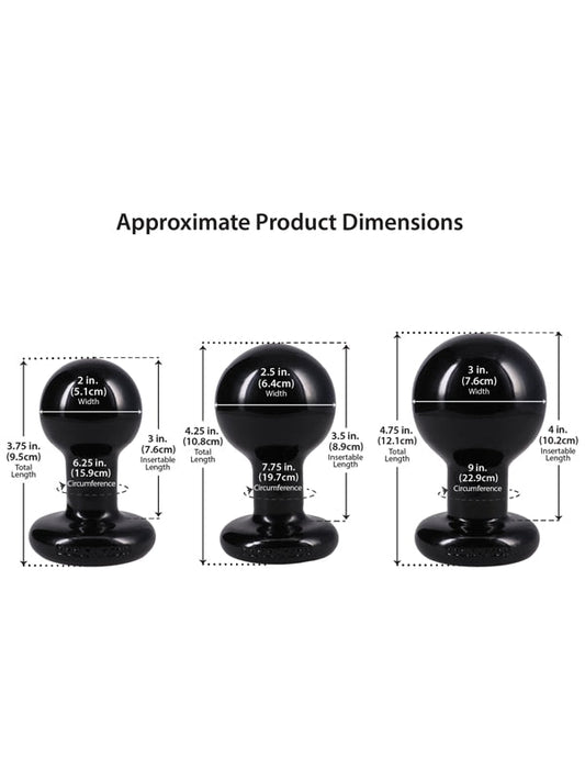The Classic Round Butt Plug - 3 piece set Black Doc Johnson