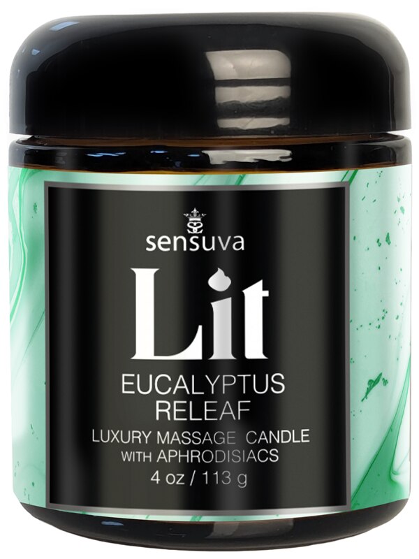 Lit - Eucalyptus Releaf Luxury Massage Candle - 4oz. (118 ml) Sensuva