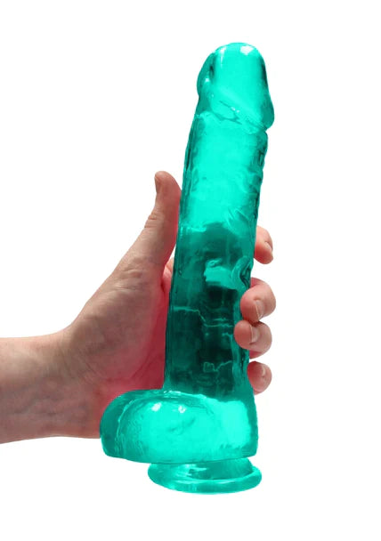 Realrock Realistic Penis with Balls Turquoise Green - 9" / 22 cm Dildo - Club X