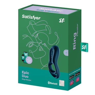 Satisfyer Epic Duo - Navy Blue USB Rechargeable Cock & Balls Ring with App Control Satisfyer