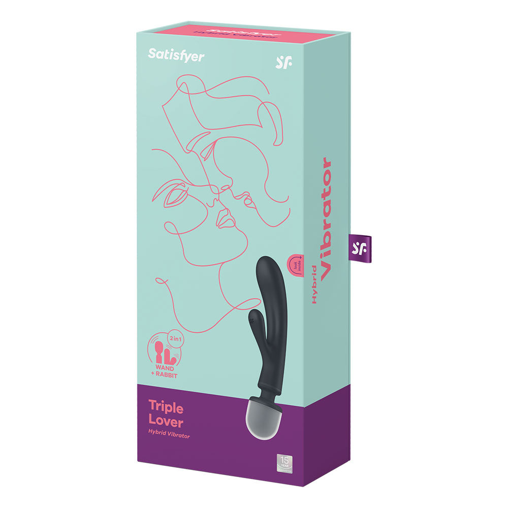 Satisfyer Triple Lover - Grey USB Rechargeable Rabbit Vibrator and Massage Wand Satisfyer