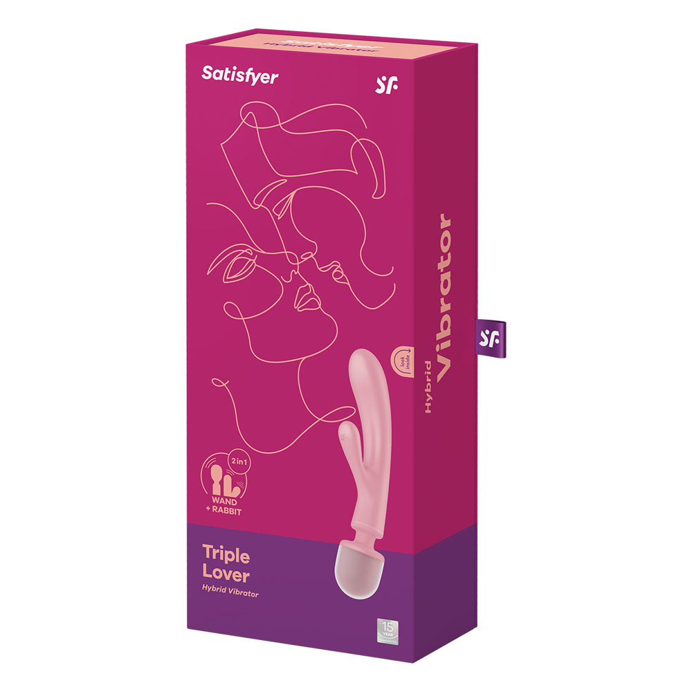 Satisfyer Triple Lover - Pink USB Rechargeable Rabbit Vibrator and Massage Wand Satisfyer