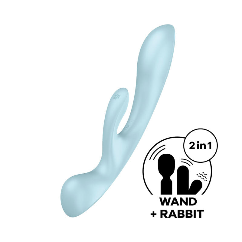 Satisfyer Triple Oh - Light Blue USB Rechargeable Rabbit Vibrator Satisfyer