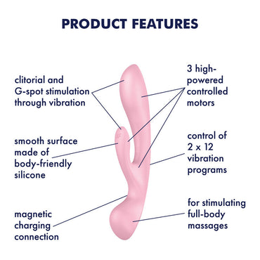 Satisfyer Triple Oh - Pink USB Rechargeable Rabbit Vibrator Satisfyer