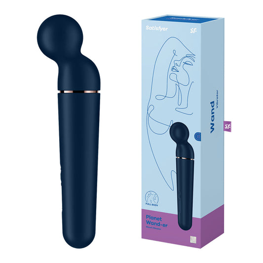 Satisfyer Planet Wand-er - Blue - Blue/Rose Gold USB Rechargeable Massager Wand Satisfyer